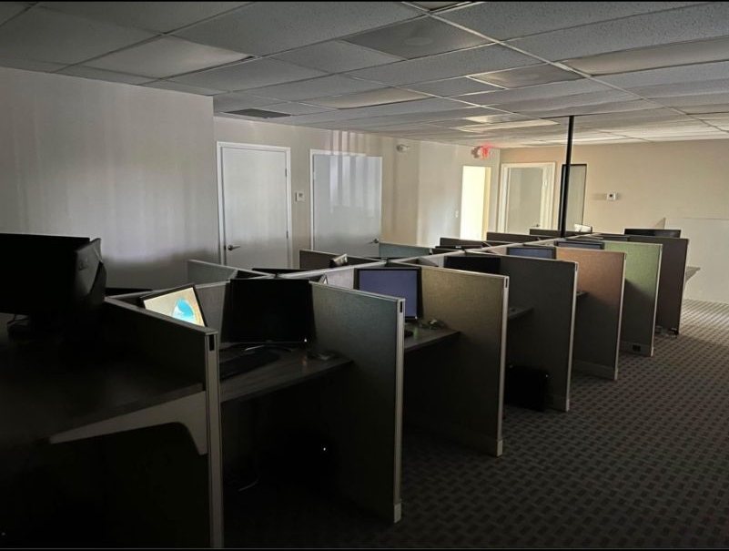 Clean office cubicle workspace