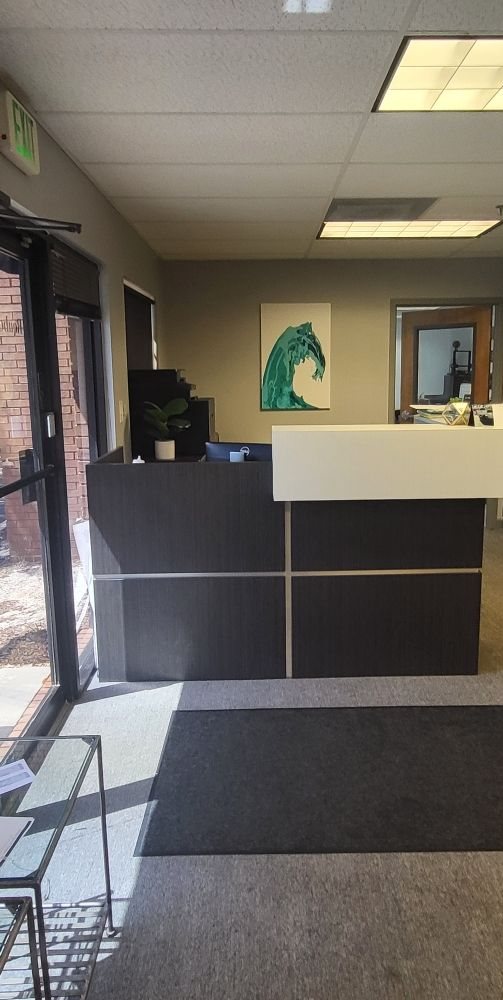 Clean, organized office reception area