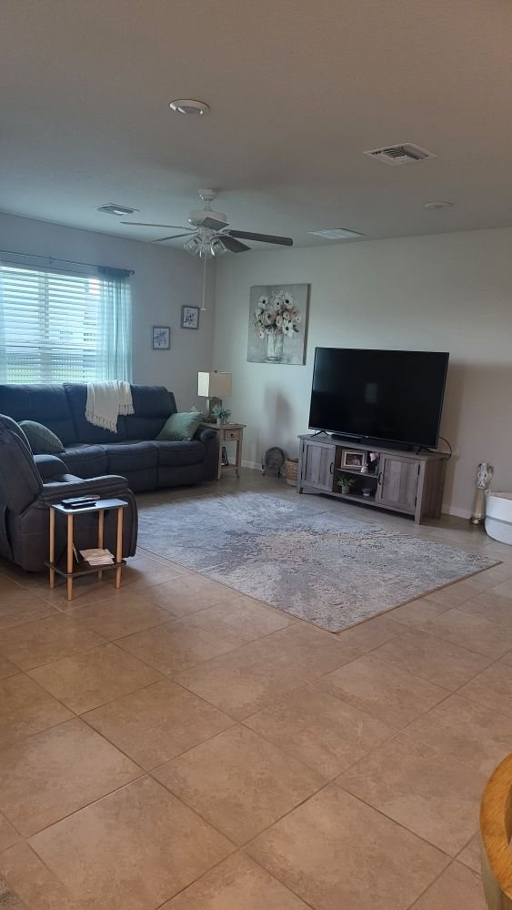 Clean, tidy condo living room