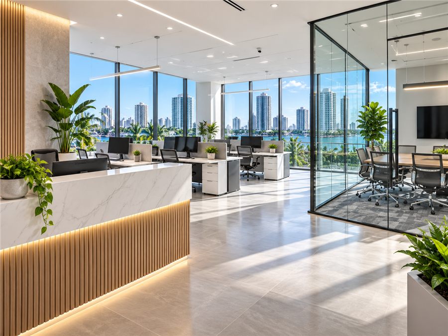 Bright, modern office space, professionally cleaned
