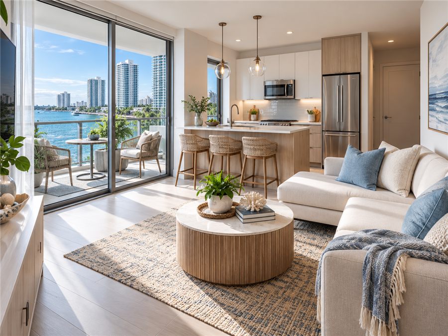 Modern Florida condo interior, professionally cleaned