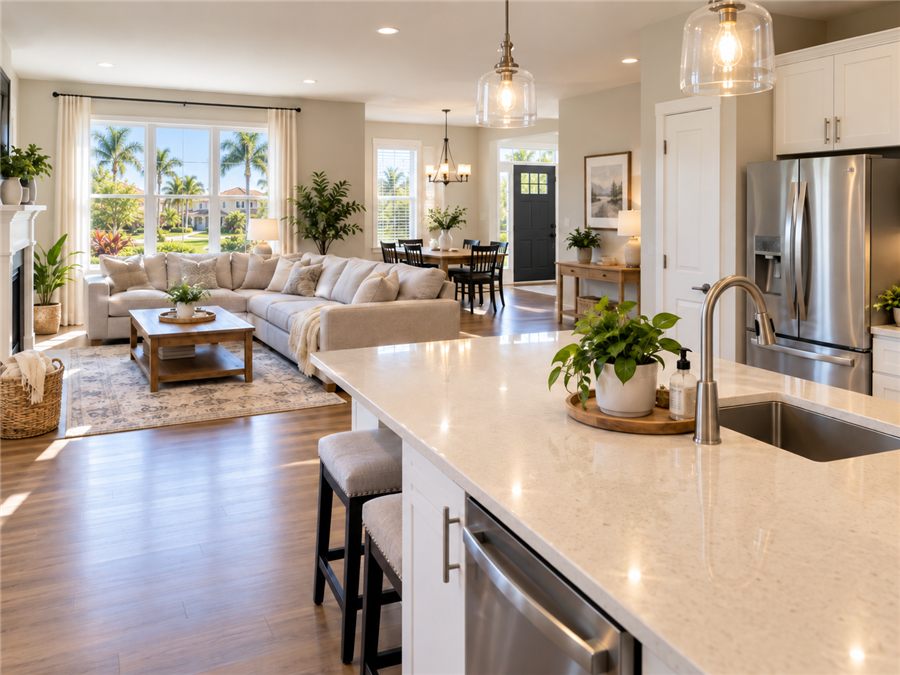 Bright Florida suburban home interior, professionally cleaned