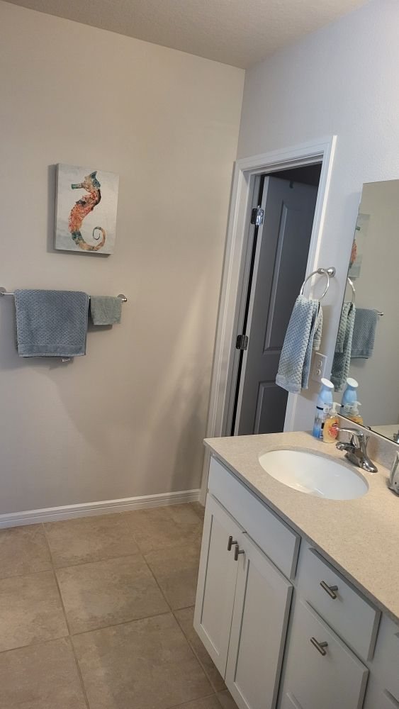 Clean bathroom vanity and sink