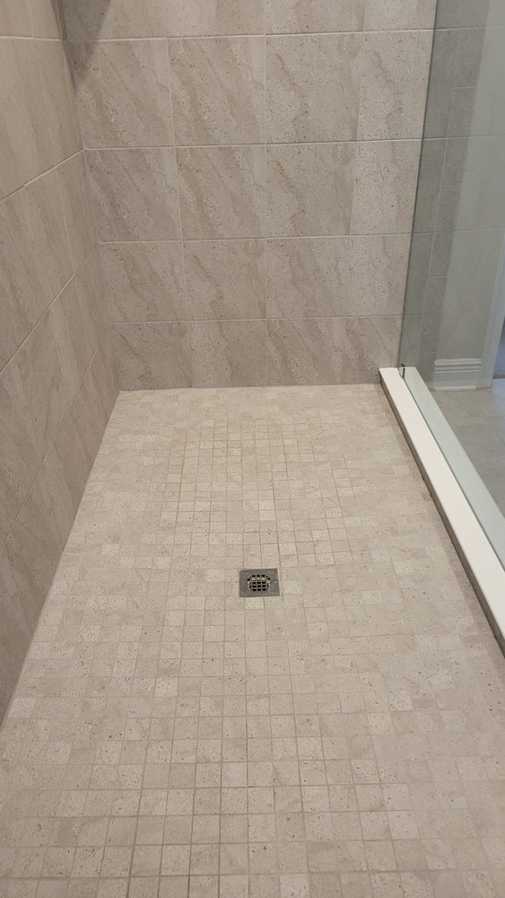 Clean tiled shower floor